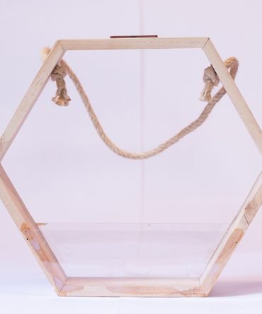 Wooden Hexagon Crystal Holding
